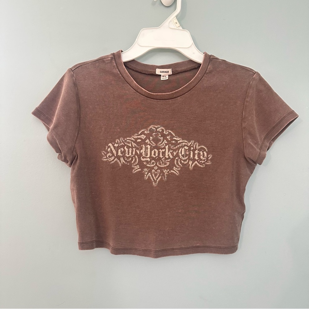 Garage Brown Graphic Crop Top